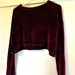 Wine colored cropped sweater